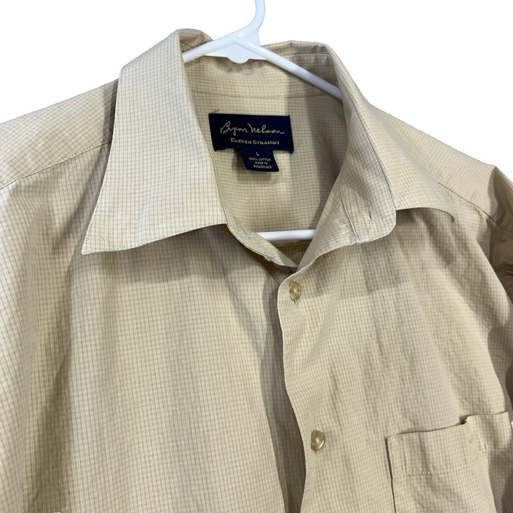 Bacardi Silver Mens Tan Byron Nelson Button Down Eleven Straight Logo Shirt L